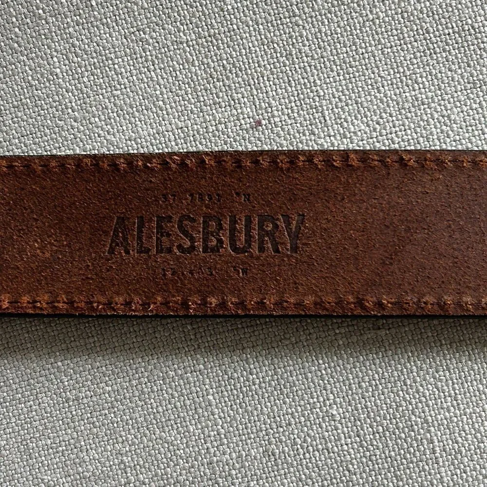 Alesbury Men's Belt Size 44 Genuine Leather Brown Classic Traditional